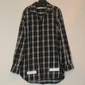 Off-White Checkered Plaid Flannel Shirt  Black  White men  size medium